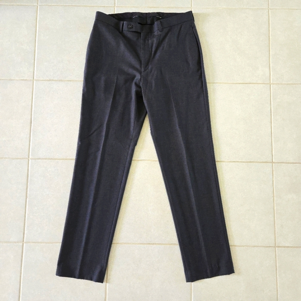 Men's 34x32 Calvin Klein Charcoal black Dark Grey Slim Straight Dress Pants